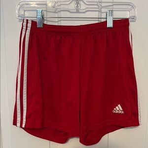 Adidas Red Athletic Shorts with Classic Stripes